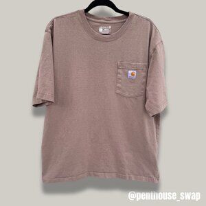 Men's Tan Carhartt Loose Fit Heavyweight T-Shirt K87, Size L